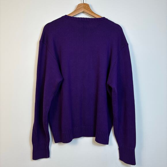 Polo by Ralph Lauren Crew Neck Knit Sweater Size XL Purple Preppy Cotton Pony - Picture 2 of 5